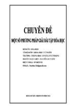 Chuyên đề một số phương pháp giải bài tập hóa học