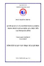 Quyền quản lý của ngƣời sử dụng lao động trong pháp luật lao động, qua thực tiễn tại tỉnh quảng bình tt