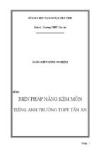 Biện pháp nâng kém môn tiếng anh trường thpt tân an