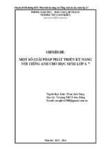 Chuyên đề bồi dưỡng hsg phát triển kỹ năng nói tiếng anh cho học sinh lớp 6,7