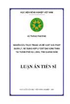 Nghiên cứu thực trạng và đề xuất giải pháp quản lý, sử dụng hợp lý đất đai vùng than tại thành phố hạ long, tỉnh quảng ninh