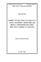 Nghiên cứu độc tính, tác dụng của “hoàn chỉ thống” trong điều trị bệnh lý viêm khớp dạng thấp trên thực nghiệm và lâm sàng