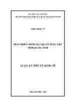 Phát triển chuỗi sản phẩm dược liệu tỉnh quảng ninh