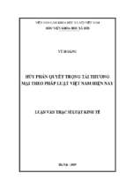 Hủy phán quyết trọng tài thương mại theo pháp luật việt nam hiện nay