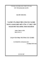 Vai trò của nhân viên công tác xã hội trong giảm nghèo bền vững từ thực tiễn thành phố thái bình, tỉnh thái bình