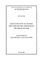 Quản lý nhà nước về xây dựng nông thôn mới thực tiễn huyện ba chẽ, tỉnh quảng ninh