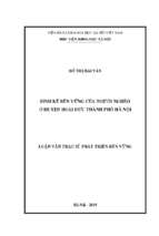 Sinh kế bền vững của người nghèo ở huyện hoài đức, thành phố hà nội