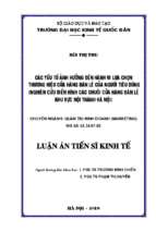 Các yếu tố ảnh hưởng đến hành vi lựa chọn thương hiệu cửa hàng bán lẻ của người tiêu dùng (nghiên cứu điển hình các chuỗi cửa hàng bán lẻ khu vực nội thành hà nội)