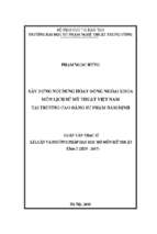 Luận văn xây dựng nội dung hoạt động ngoại khoá môn lịch sử mỹ thuật việt nam tại trường cao đẳng sư phạm nam định