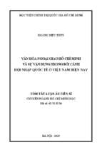 Văn hóa ngoại giao hồ chí minh và sự vận dụng trong bối cảnh hội nhập quốc tế ở việt nam hiện nay tt