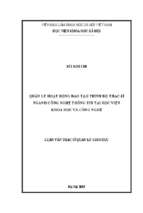 Quản lý hoạt động đào tạo trình độ thạc sĩ ngành công nghệ thông tin tại học viện khoa học và công nghệ