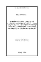 Nghiên cứu tính an toàn và tác dụng của viên nang balanoxi trên thực nghiệm và lâm sàng ở bệnh nhân suy giảm tinh trùng