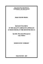 Quản lý dạy học theo tiếp cận đảm bảo chất lượng ở trường trung học phổ thông vùng đồng bằng sông hồng tt tiếng anh