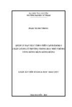 Quản lý dạy học theo tiếp cận đảm bảo chất lượng ở trường trung học phổ thông vùng đồng bằng sông hồng