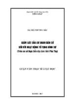 Giám sát của cơ quan dân cử đối với hoạt động tố tụng hình sự (trên cơ sở thực tiễn địa bàn tỉnh phú thọ)