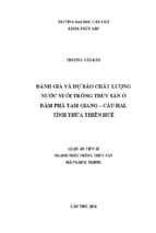 đánh giá và dự báo chất lượng nước nuôi trồng thủy sản ở đầm phá tam giang – cầu hai, tỉnh thừa thiên huế