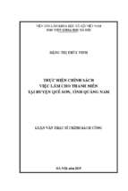 Thực hiện chính sách việc làm cho thanh niên tại huyện quế sơn, tỉnh quảng nam