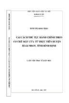 Cải cách thủ tục hành chính theo cơ chế một cửa từ thực tiễn huyện hoài nhơn, tỉnh bình định