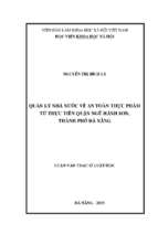 Quản lý nhà nước về an toàn thực phẩm từ thực tiễn tại quận ngũ hành sơn, thành phố đà nẵng