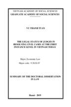địa vị pháp lý của thẩm phán trong giải quyết vụ án dân sự sơ thẩm ở việt nam hiện nay tt tieng anh