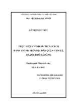 Thực hiện chính sách cải cách hành chính trên địa bàn quận cẩm lệ, thành phố đà nẵng