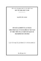 Xét hỏi tại phiên tòa sơ thẩm theo pháp luật tố tụng hình sự việt nam từ thực tiễn tòa án nhân dân quận 10, thành phố hồ chí minh