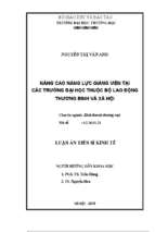 Nâng cao năng lực giảng viên tại các trường đại học thuộc bộ lao động thương binh và xã hội