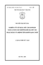 Nghiên cứu sử dụng siêu âm doppler năng lượng sáu khớp trong đánh giá mức độ hoạt động của bệnh viêm khớp dạng thấp