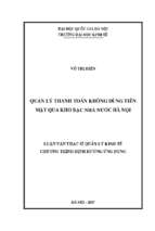 Qu ả n lý thanh toán không dùng ti ề n m ặ t qua kho b ạ c nhà nư ớ c hà n ộ i