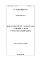 Quản lý nhà nước đối với chuyển dịch cơ cấu kinh tế ngành ở vùng đồng bằng sông hồng