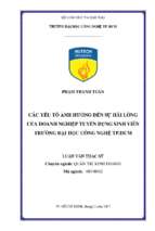 Các yếu tố ảnh hưởng đến sự hài lòng của doanh nghiệp tuyển dụng sinh viên trường đại học công nghệ