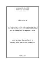 Tác động của cộng đồng kinh tế asean tới ngành nông nghiệp việt nam