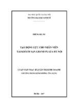 Tạo động lực cho nhân viên tại khách sạn grand plaza hà nội