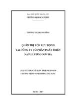 Quản trị vốn lƣu độngtại ctcpphát triểnnăng lƣợng sơn hà