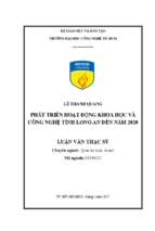 Phát triển hoạt động khoa học và công nghệ tỉnh long an đến năm 2020.