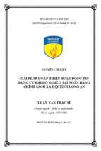 Giải pháp hoàn thiện hoạt động tín dụng ưu đãi hộ nghèo tại ngân hàng chính sách xã hội tỉnh long an