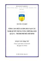 Nâng cao chất lượng đào tạo các nghị quyết trung ương trên địa bàn quận 2   thành phố hồ chí minh