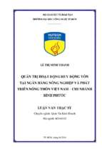 Nghiên cứu quản trị hoạt động huy động vốn tại ngân hàng nông nghiệp và phát triển nông thôn việt nam –chi nhánh bình phước.