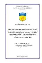Giải pháp kiểm soát rủi ro tín dụng tại ngân hàng thương mại cổ phần đầu tư và phát triển việt nam   chi nhánh đông đồng nai đến năm 2020.