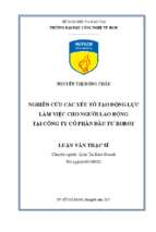 Nghiên cứu các yếu tố tạo động lực làm việc cho người lao động tại công ty cổ phần đầu tư robot