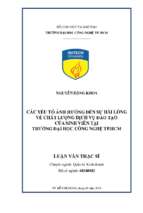 Các yếu tố ảnh hưởng đến sự hài lòng về chất lượng dịch vụ đào tạo của sinh viên