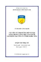 Các yếu tố ảnh hưởng đến sự hài lòng trong công việc của người lao động tại công ty tnhh samil vina