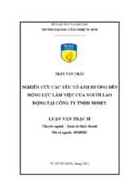 Nghiên cứu các yếu tố ảnh hưởng đến động lực làm việc của người lao động tại công ty tnhh nissey