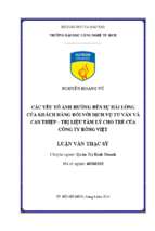 Các yếu tố ảnh hưởng đến sự hài lòng của khách hàng đối với dịch vụ tư vấn và can thiệp – trị liệu tâm lý cho trẻ của công ty rồng việt.