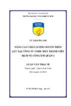 Nâng cao chất lượng nguồn nhân lực tại công ty tnhh một thành viên dịch vụ công ích quận 2