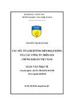 Các yếu tố ảnh hưởng đến hoạt động của của các cong ty trên sàn chứng khoán việt nam