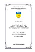 Hoàn thiện quản trị người cai nghiện ma túy trong lực lượng tnxp tp. hcm