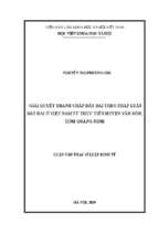 Giải quyết tranh chấp đất đai theo pháp luật đất đai ở việt nam từ thực tiễn huyện vân đồn, tỉnh quảng ninh