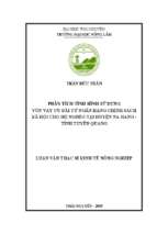 Phân tích tình hình sử dụng vốn vay ưu đãi từ ngân hàng chính sách xã hội cho hộ nghèo tại huyện na hang, tỉnh tuyên quang
