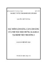 đặc điểm lâm sàng, cận lâm sàng của trẻ mắc hội chứng alagille tại bệnh viện nhi đồng 1